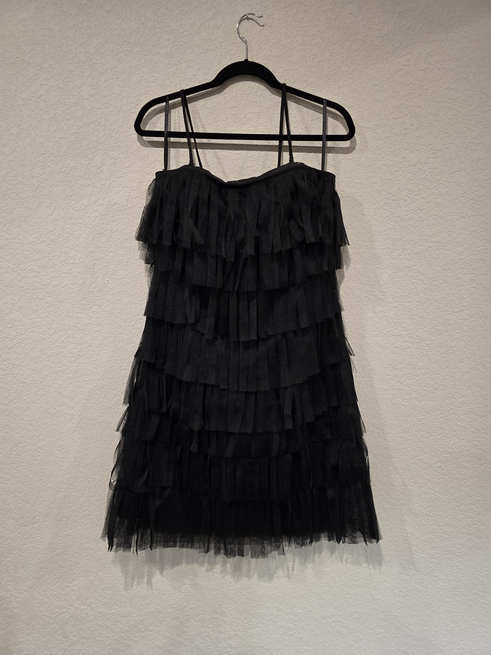 Ann Taylor Black Tiered Tulle Mini Dress